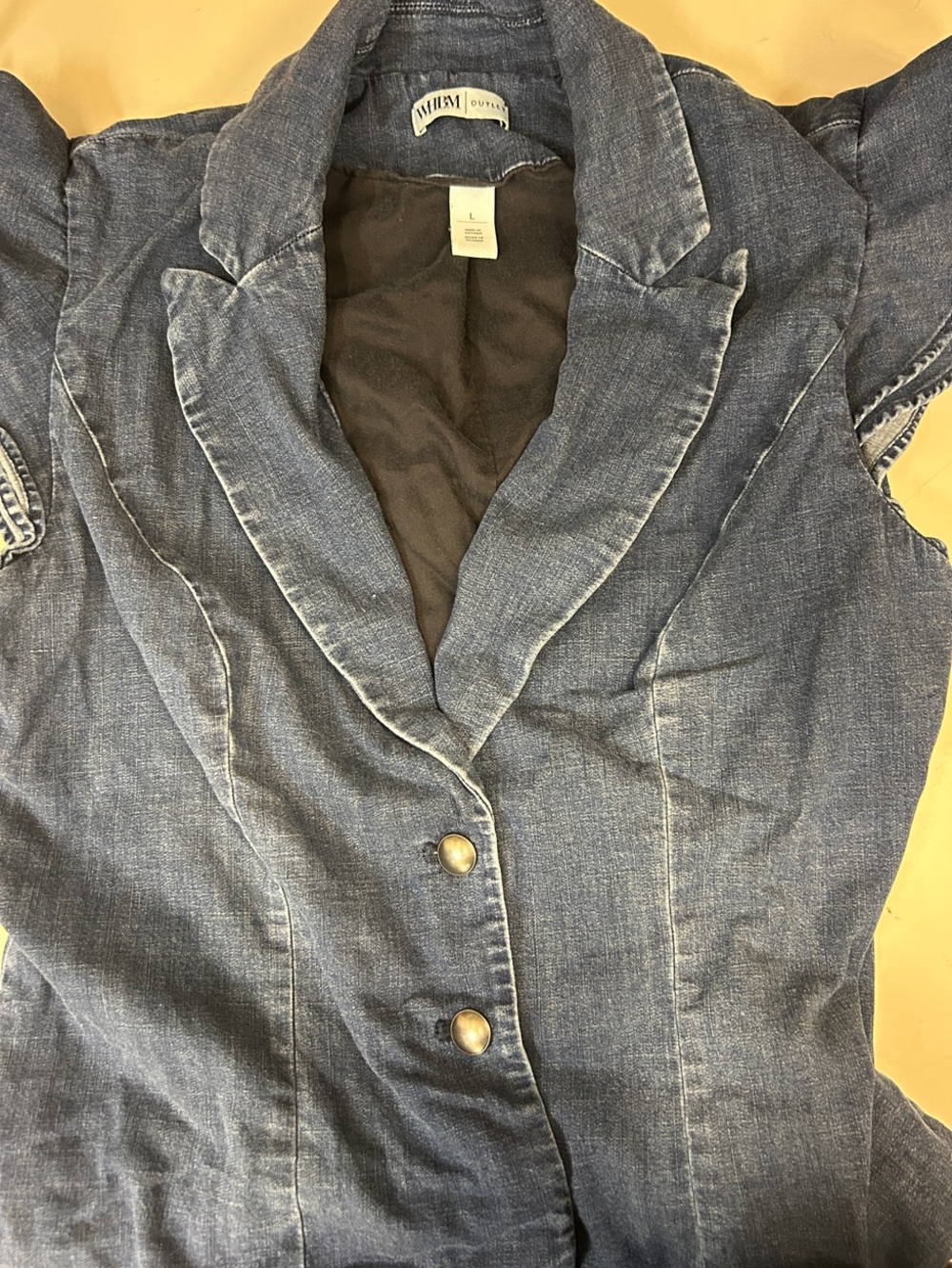 White House Black Market Denim Button-Front Sleeveless Blazer Top
